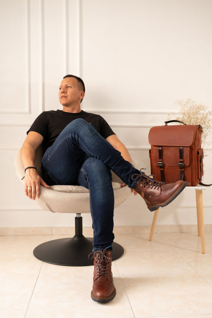 BOTAS LION EN CUERO CAFE PARA HOMBRE
