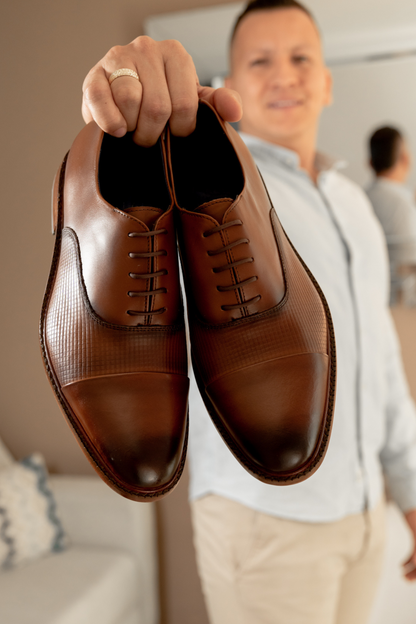 ZAPATO ELEGANTE EN CUERO CAFE  PARA HOMBRE / REF YORK 403