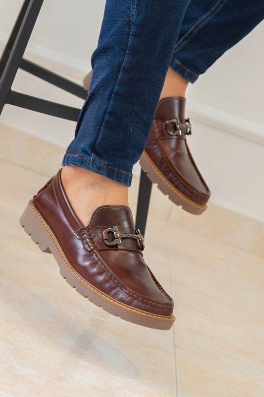 MOCASIN TIAGO PARA HOMBRE EN CUERO COÑAC / REF 663