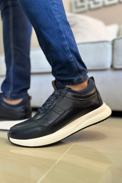 TENIS PARA HOMBRE EN CUERO COLOR AZUL REF: 3217  BERGAMO