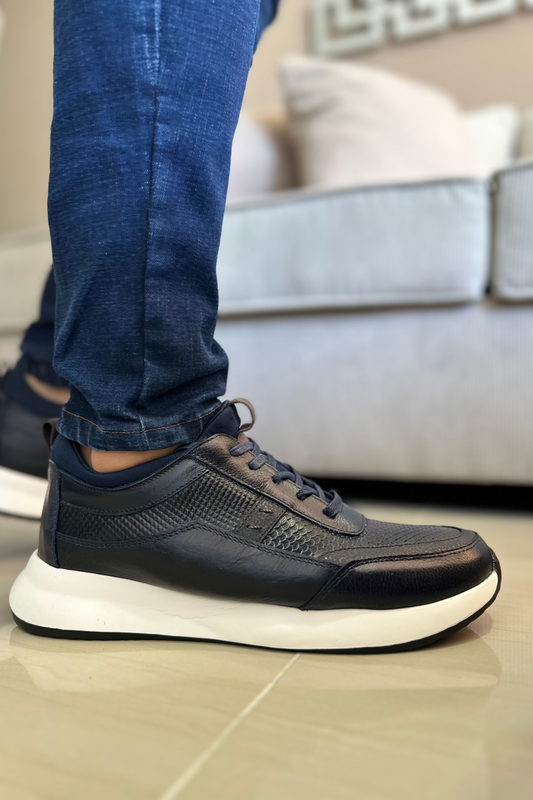 TENIS PARA HOMBRE EN CUERO COLOR AZUL REF: 3217  BERGAMO