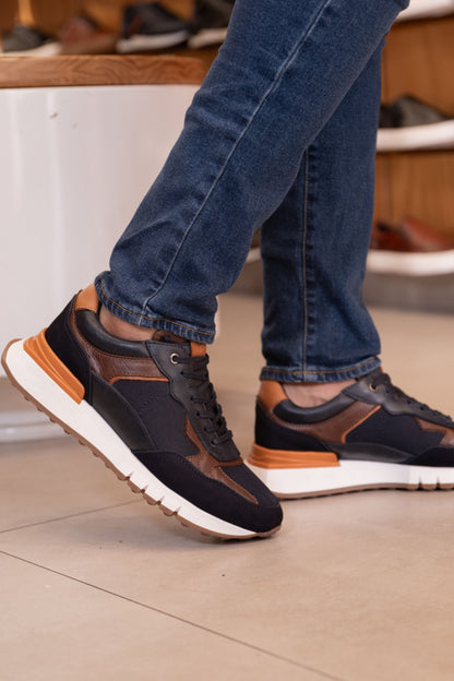 TENIS PARA HOMBRE EN CUERO AZUL  REF: ROMA 2123