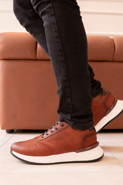 TENIS EN CUERO PARA HOMBRE COLOR MIEL DIFUMINADO REF: D 16 AMSTERDAM