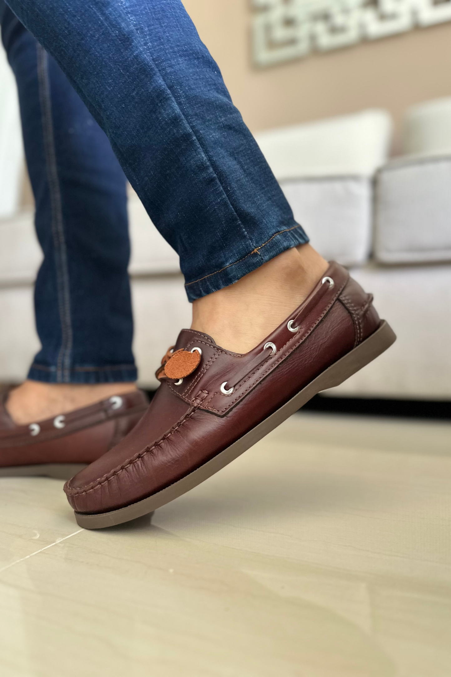 MOCASINES EN CUERO  PARA HOMBRE REF: ANDREW 731 CAFE