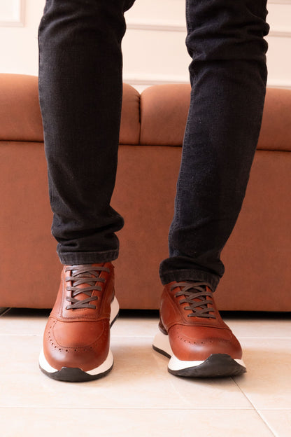 TENIS EN CUERO PARA HOMBRE COLOR MIEL DIFUMINADO REF: D 16 AMSTERDAM