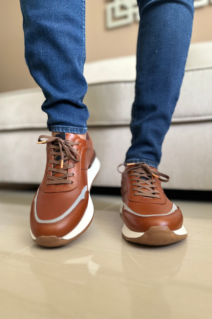 TENIS PARA HOMBRE EN CUERO COÑAC REF: SEVILLA 6480