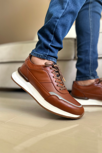 TENIS PARA HOMBRE EN CUERO COÑAC REF: SEVILLA 6480