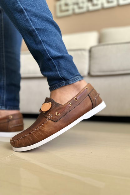 MOCASINES EN CUERO  PARA HOMBRE REF: ANDREW 731 HOJA SECA