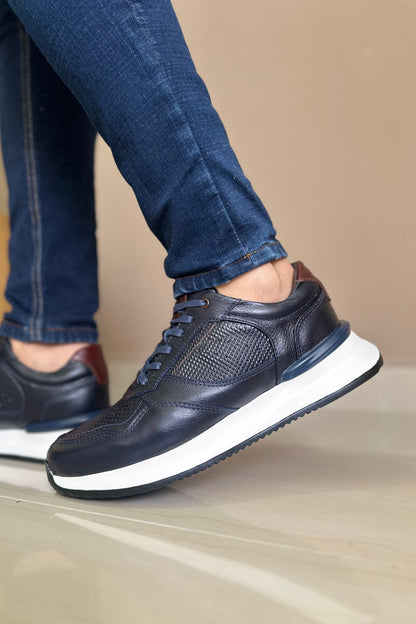 TENIS PARA HOMBRE EN CUERO AZUL X CAFE REF: D-12 IBIZA