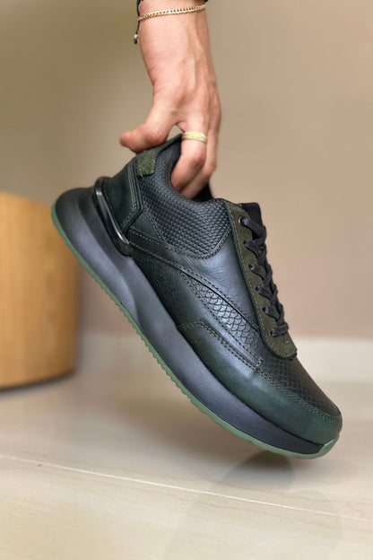 TENIS EN CUERO PARA HOMBRE COLOR VERDE REF: 3223 CATANIA