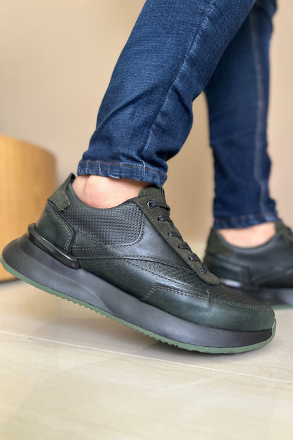 TENIS EN CUERO PARA HOMBRE COLOR VERDE REF: 3223 CATANIA