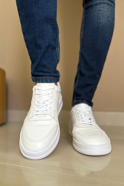 TENIS PARA HOMBRE EN CUERO BLANCO REF: ZURICH PLANO