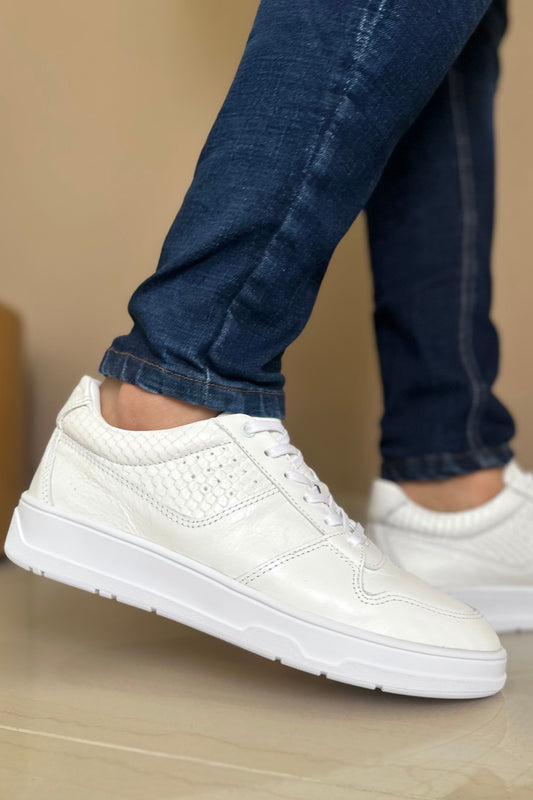 TENIS PARA HOMBRE EN CUERO BLANCO REF: ZURICH PLANO