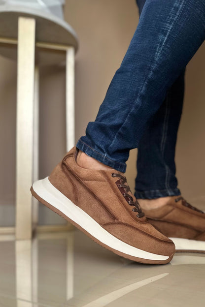 TENIS PARA HOMBRE EN CUERO MIEL CARNAZA REF: HAVANA D 13