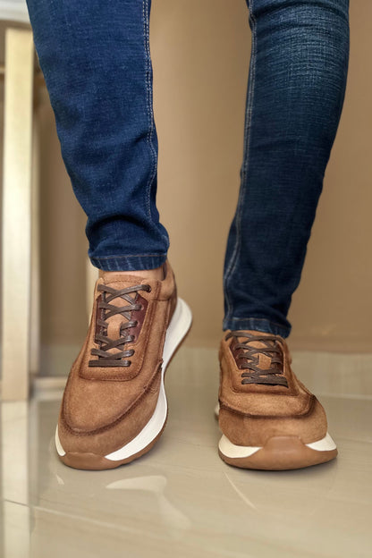 TENIS PARA HOMBRE EN CUERO MIEL CARNAZA REF: HAVANA D 13