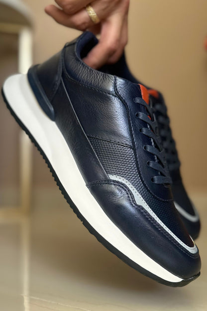 TENIS PARA HOMBRE EN CUERO AZUL X REFLECTOR REF: SEVILLA 6480