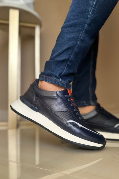 TENIS PARA HOMBRE EN CUERO AZUL X REFLECTOR REF: SEVILLA 6480