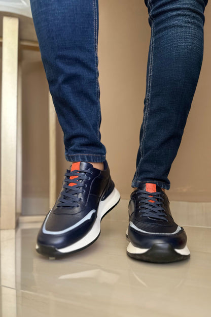 TENIS PARA HOMBRE EN CUERO AZUL X REFLECTOR REF: SEVILLA 6480