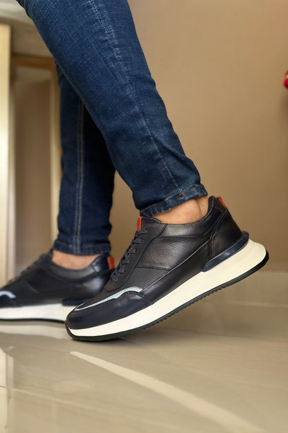 TENIS PARA HOMBRE EN CUERO AZUL X REFLECTOR REF: SEVILLA 6480