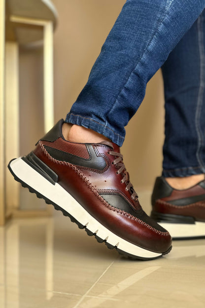 TENIS PARA HOMBRE EN CUERO COÑAC X NEGRO / REF VENETO FORTUNA