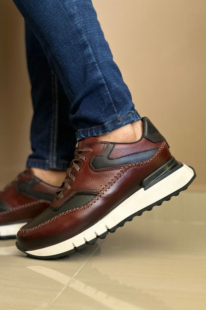 TENIS PARA HOMBRE EN CUERO COÑAC X NEGRO / REF VENETO FORTUNA