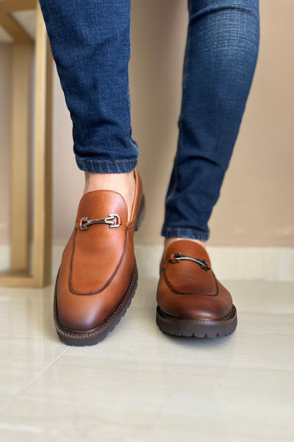 ZAPATO ELEGANTE PARA HOMBRE EN CUERO MIEL REF: ESTAMBUL 2343