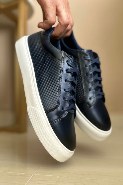 TENIS CUERO PARA HOMBRE AZUL REF: DOMINIC 602