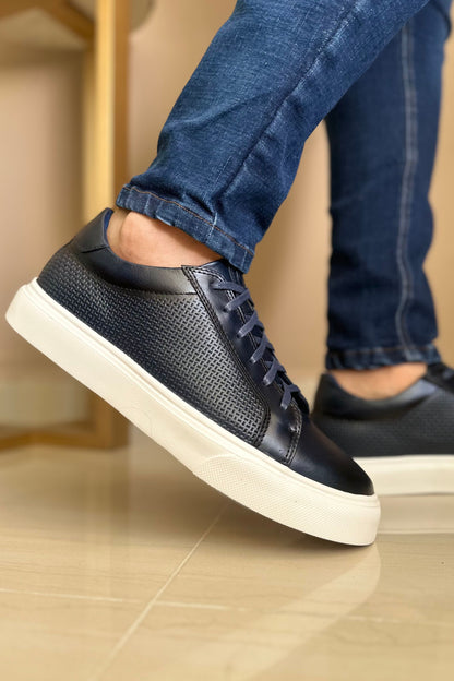 TENIS CUERO PARA HOMBRE AZUL REF: DOMINIC 602