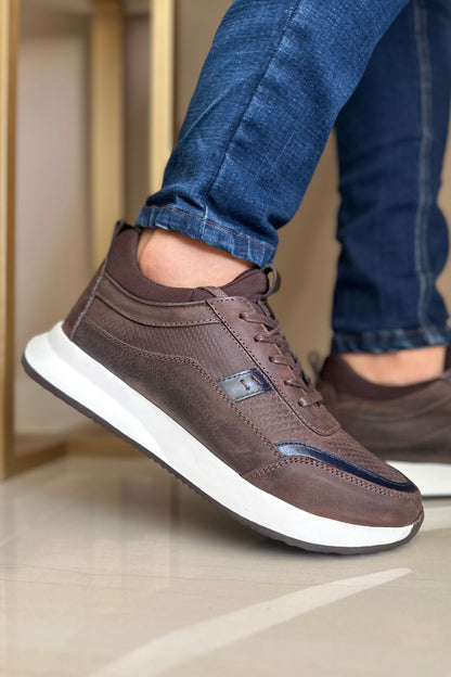 TENIS PARA HOMBRE EN CUERO COLOR MARRON ENCERADO REF: 3217  BERGAMO