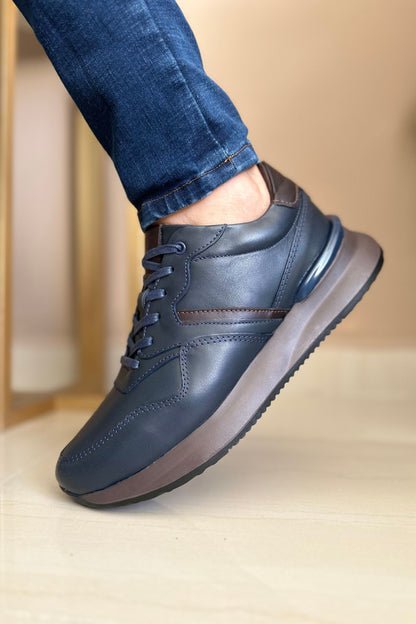 TENIS PARA HOMBRE EN CUERO AZUL MARINO REF: D19 VENECIA