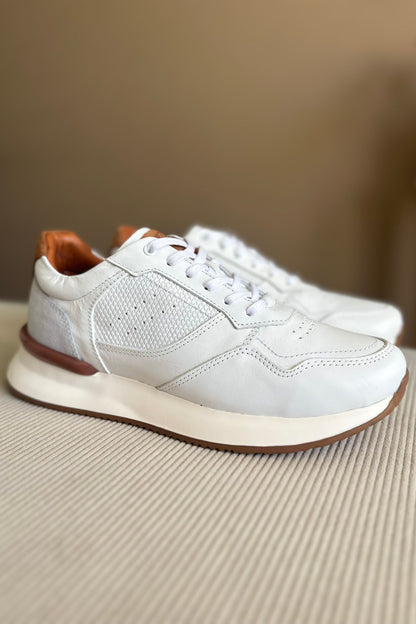 TENIS PARA HOMBRE EN CUERO BLANCO X MIEL REF: D 12 IBIZA