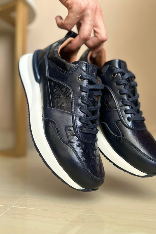 TENIS PARA HOMBRE EN CUERO AZUL REF: PORTOBELLO