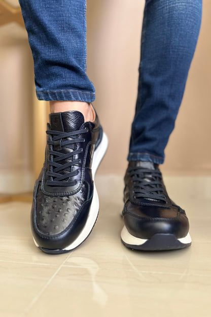 TENIS PARA HOMBRE EN CUERO AZUL REF: PORTOBELLO