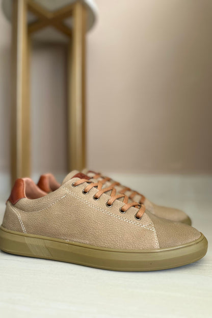 TENIS EN PARA HOMBRE EN CUERO CREMA SUELA GOMA/ REF: ALESSANDRIA