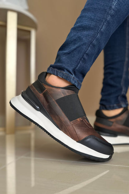 TENIS EN CUERO PARA HOMBRE EN CUERO CAFE ENCERDADO REF: D-17 BILBAO