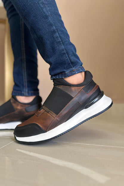 TENIS EN CUERO PARA HOMBRE EN CUERO CAFE ENCERDADO REF: D-17 BILBAO