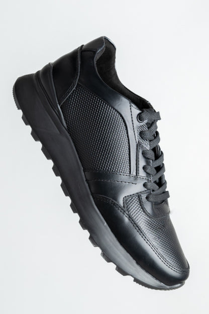 TENIS EN CUERO PARA HOMBRE TODO NEGRO | REF: REAGAN 517