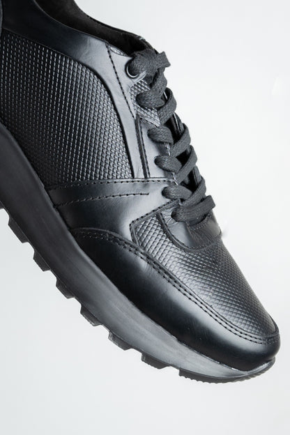 TENIS EN CUERO PARA HOMBRE TODO NEGRO | REF: REAGAN 517