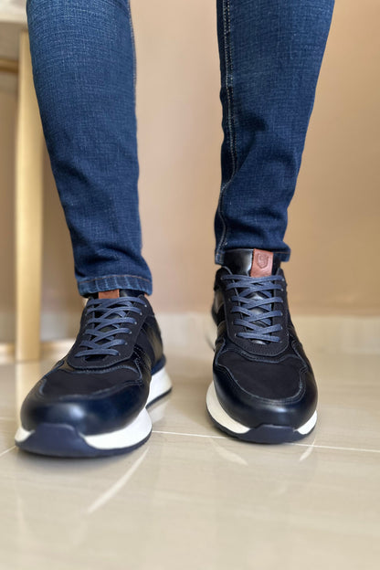 TENIS PARA HOMBRE EN CUERO AZUL SUELA EVA / REF: ASTI