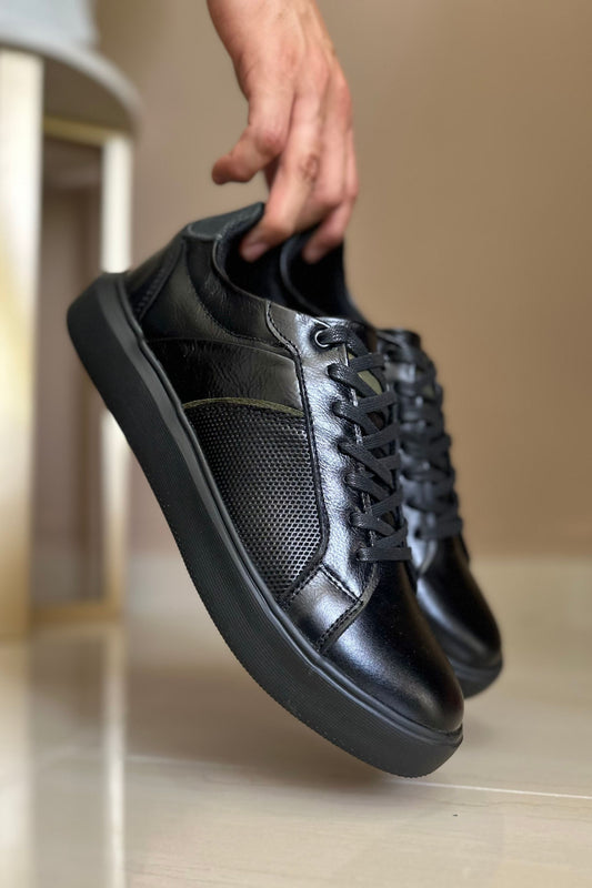 TENIS PARA HOMBRE EN CUERO NEGRO X VERDE REF: SIDNEY 3220