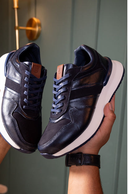 TENIS PARA HOMBRE EN CUERO AZUL SUELA EVA / REF: ASTI