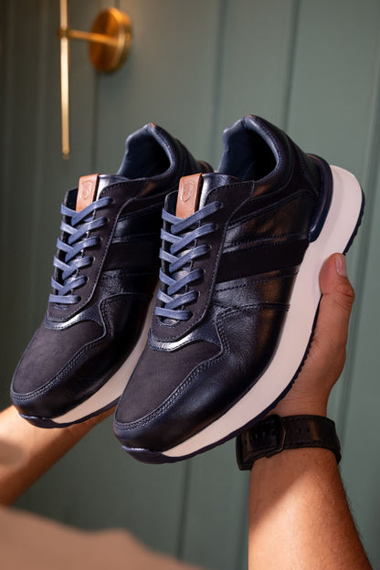 TENIS PARA HOMBRE EN CUERO AZUL SUELA EVA / REF: ASTI