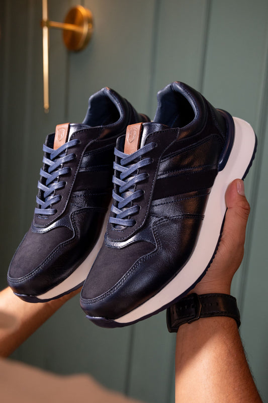 TENIS PARA HOMBRE EN CUERO AZUL SUELA EVA / REF: ASTI