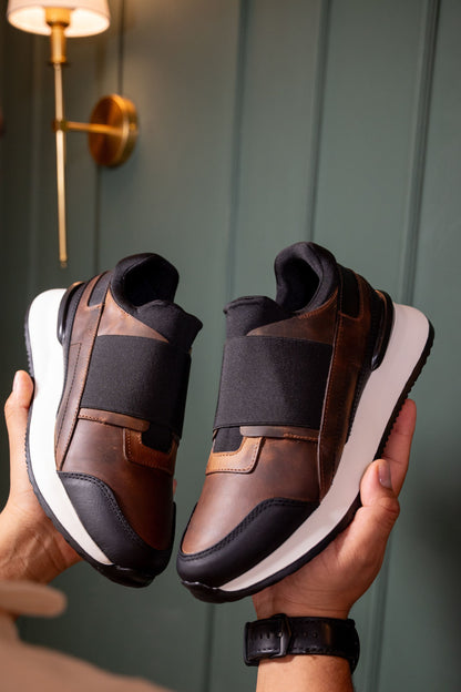 TENIS EN CUERO PARA HOMBRE EN CUERO CAFE ENCERDADO REF: D-17 BILBAO