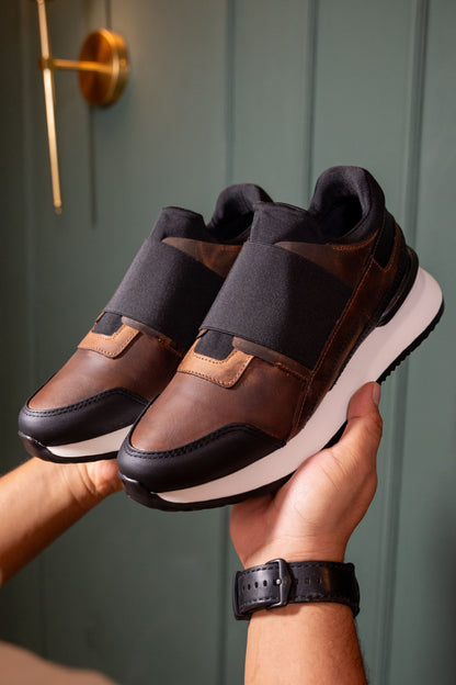 TENIS EN CUERO PARA HOMBRE EN CUERO CAFE ENCERDADO REF: D-17 BILBAO