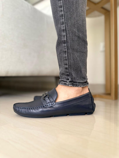 MOCASINES SILVESTRE EN CUERO AZUL PARA HOMBRE / TOÑ:1002