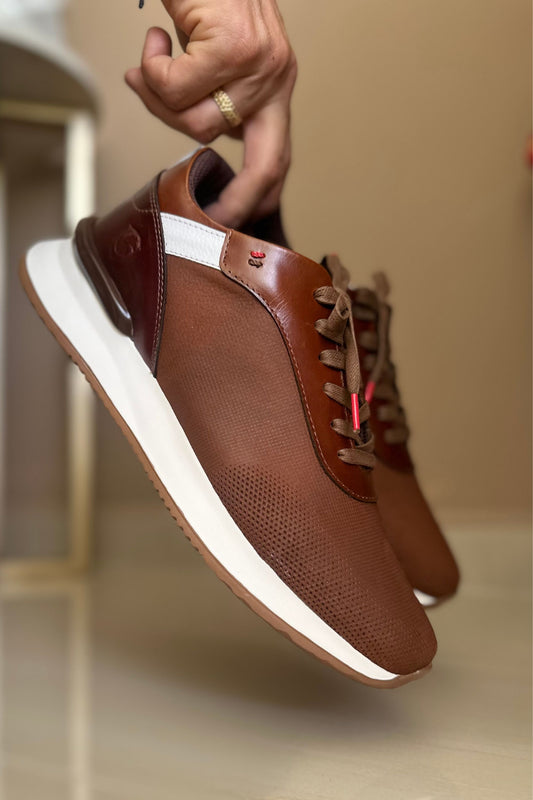 TENIS PARA HOMBRE EN CUERO MIEL  REF: HANNOVER