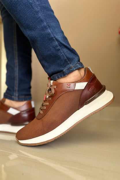 TENIS PARA HOMBRE EN CUERO MIEL  REF: HANNOVER