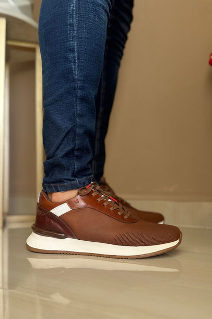 TENIS PARA HOMBRE EN CUERO MIEL  REF: HANNOVER