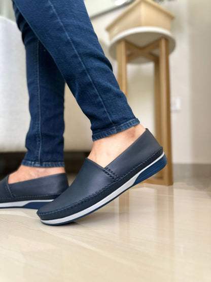 MOCASINES LISANDRO EN CUERO AZUL PARA HOMBRE / REF: